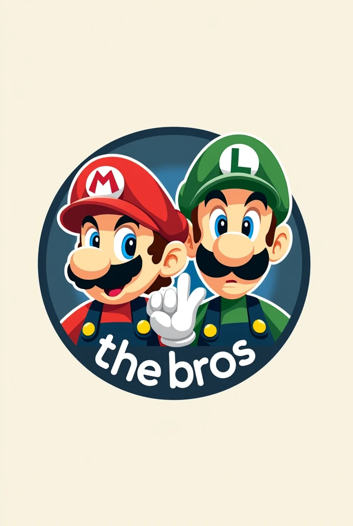 Make a round Mario logo that says the bros 