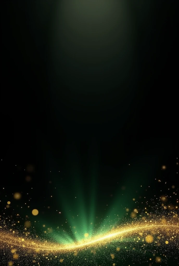 Create 3 abstract background designs to use as slides at an awards ceremony (one for the title of the session, 1 as a category presentation and one for the winner presentation), that has a black background and a shiny thread at the bottom in green #008D61 and golden sparkles
