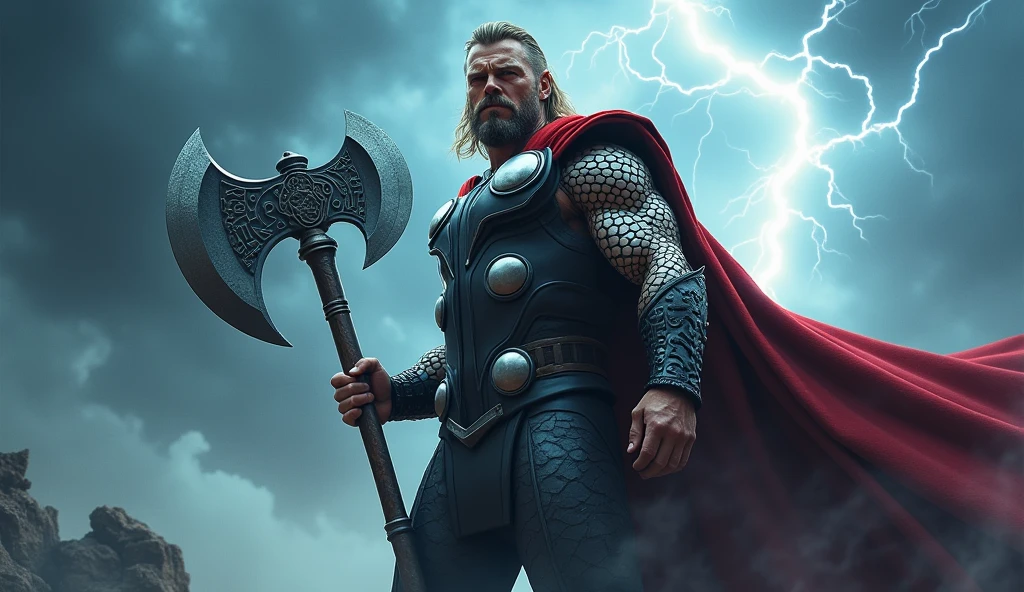 thor character with his axe poster