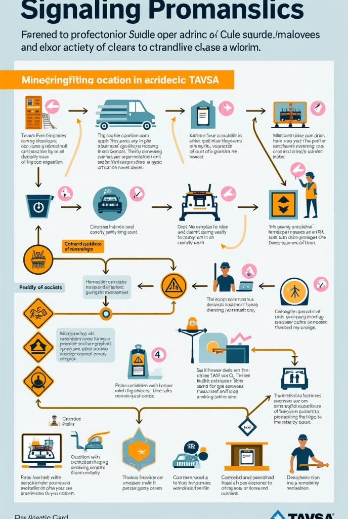 Make a signaling flowchart on how to avoid accidents, the steps for such a process for the company TAVSA, attach the design of how it would look