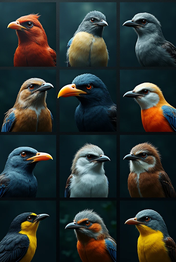A dark pop single cover featuring different birds separated into a 3x3 photo grid