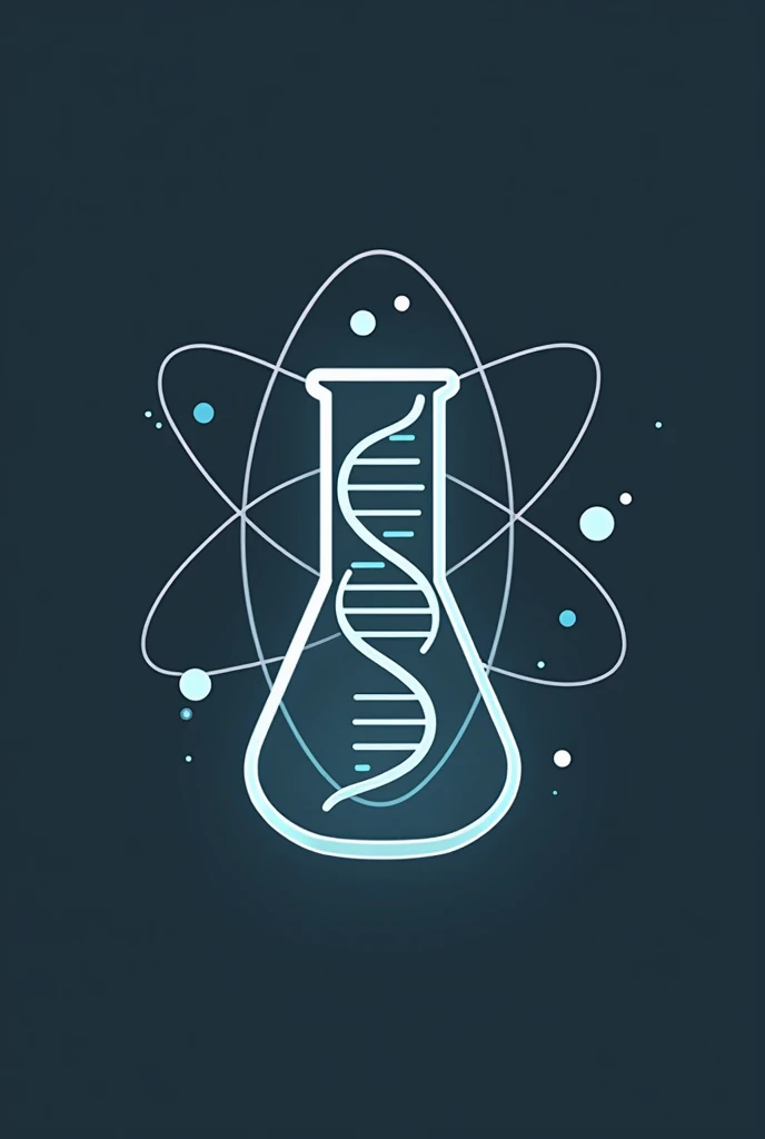 A logo where a test tube is formed by a strand of DNA and in the background there is an atom as the name of the page is science TS