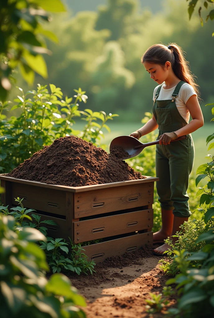 A composter with adequate ventilation or someone stirring the compost with a shovel.





