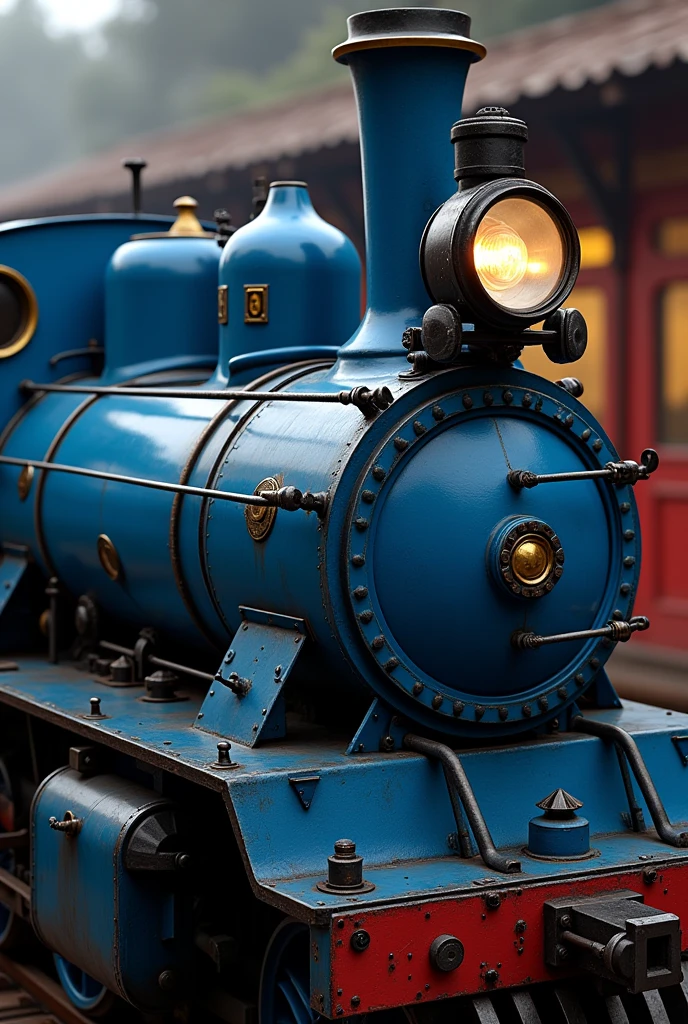 Blue tank engine black seat with mirrors