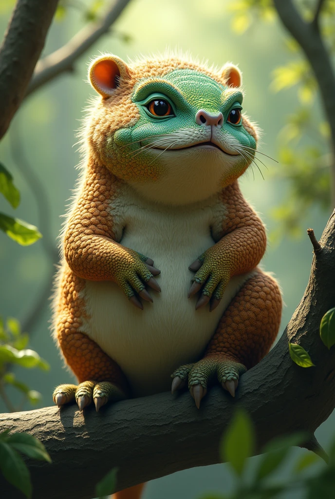 Create a combination between a capybara and a chameleon