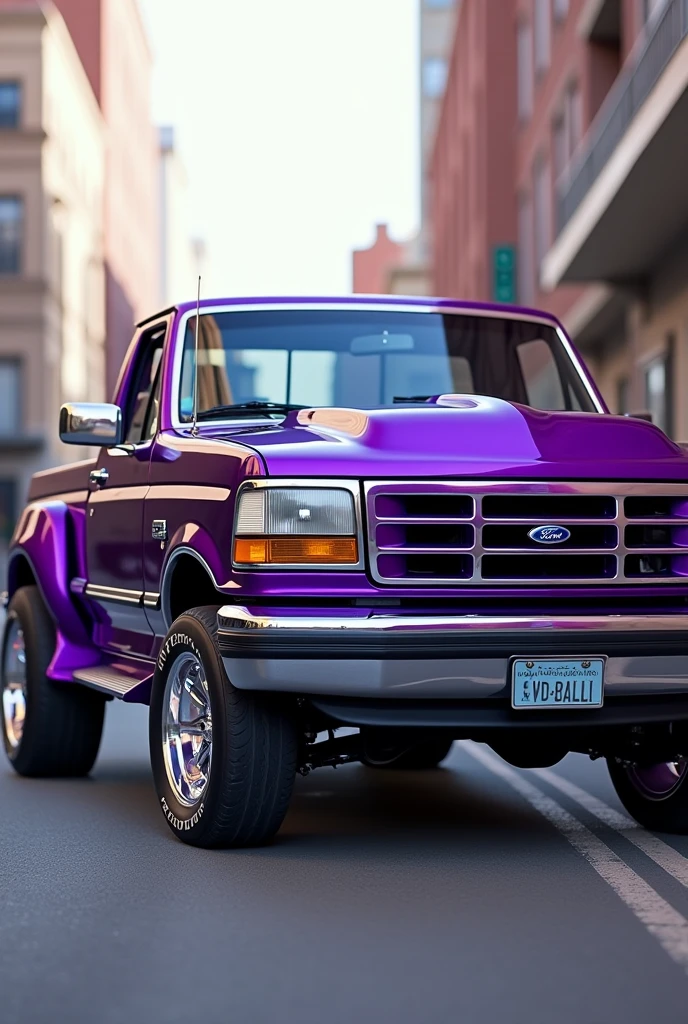 1995 Ford f-150 flair side color purple with a chrome/purple grill