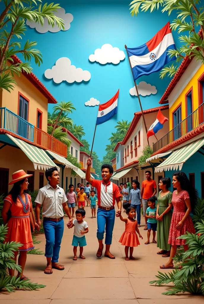 A cardboard school mural about the independence of Honduras on September 15