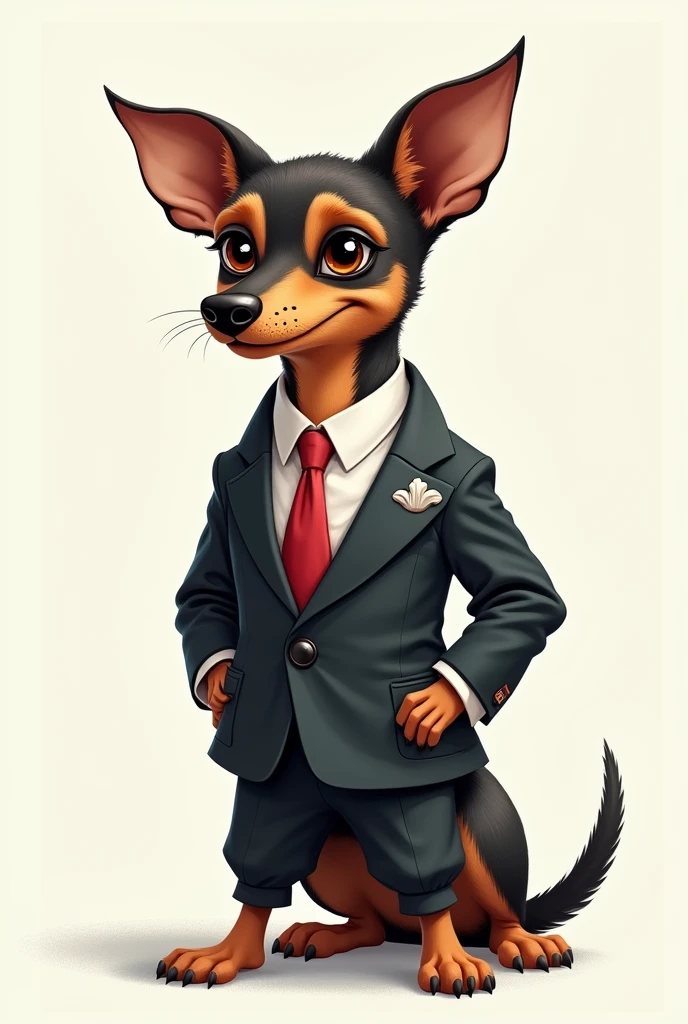 Funny Pincher Dog in Designer Suit