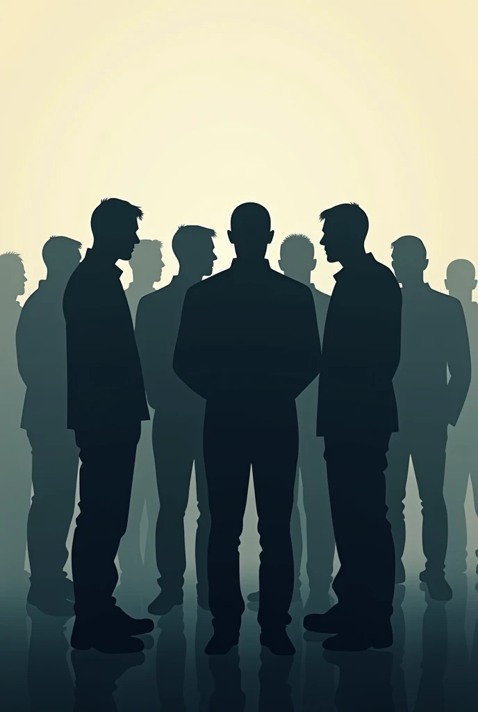 Facebook cover photo, many men, shrugging, silhouette