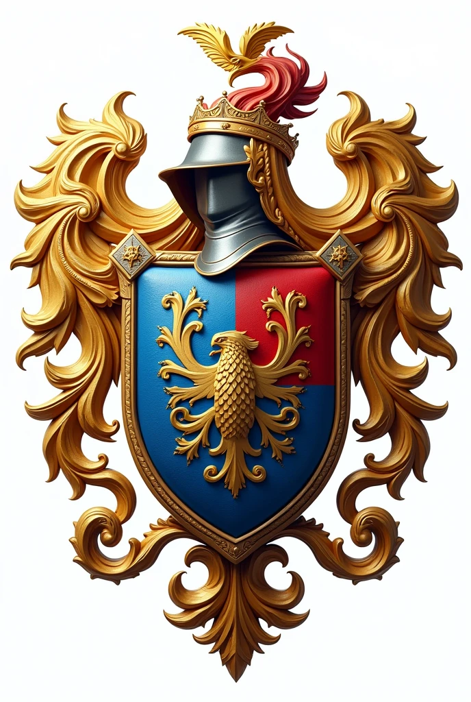Coat of honor, with colors, Unripe, gold, blue and red. white background.