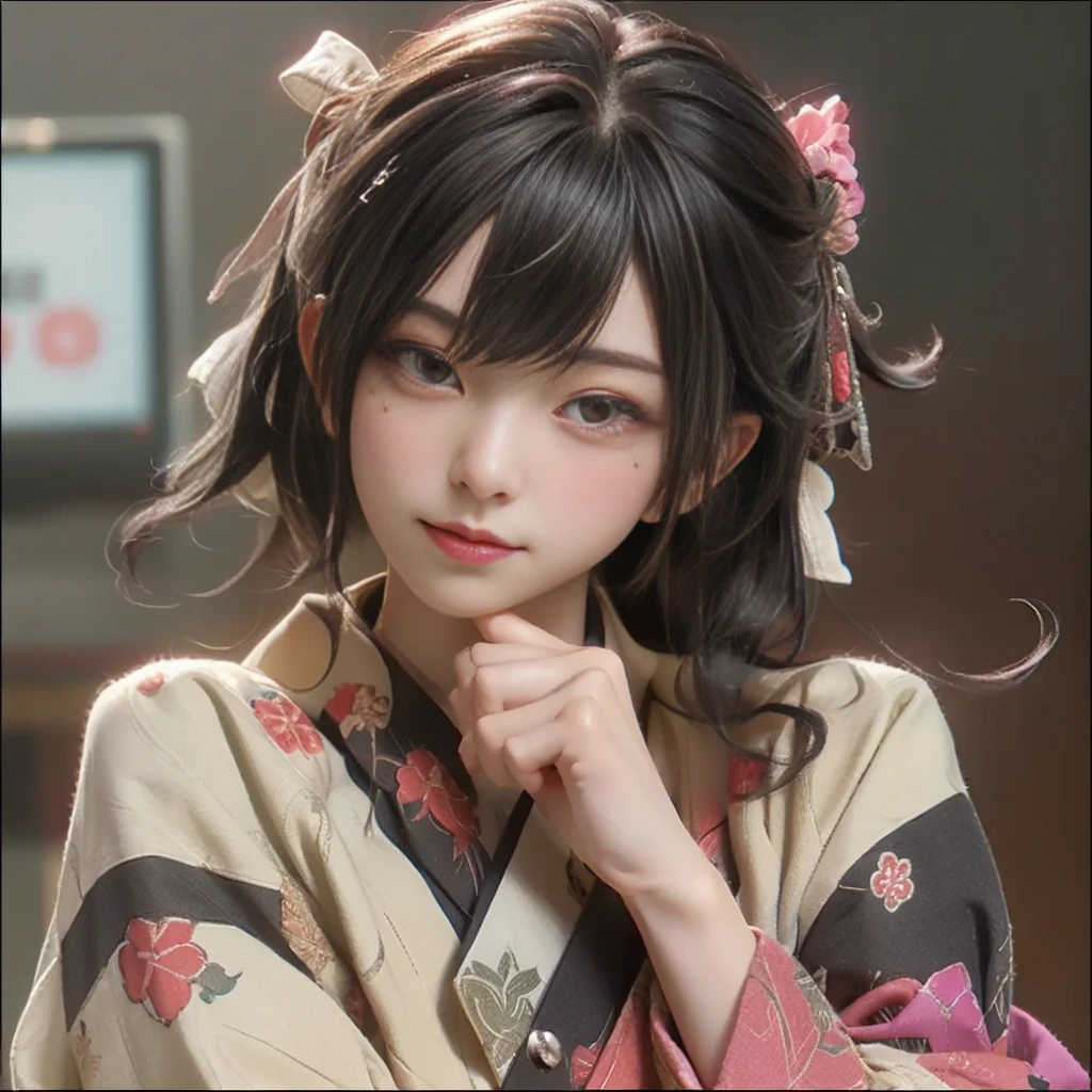 Close-up of a person touching a button on a screen, with your index finger, biting lips, , (wink), focus on facial details!!!!!!, Sex, cute kiss together, zerochan, far!!, gapmoe yandere, Download contents, 🚿🗝📝, Ahegao, by Hitoshi Homura, yandere