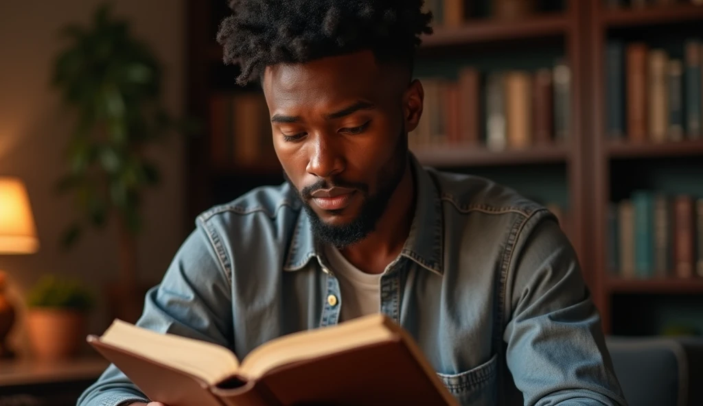 A black young man reading the bible