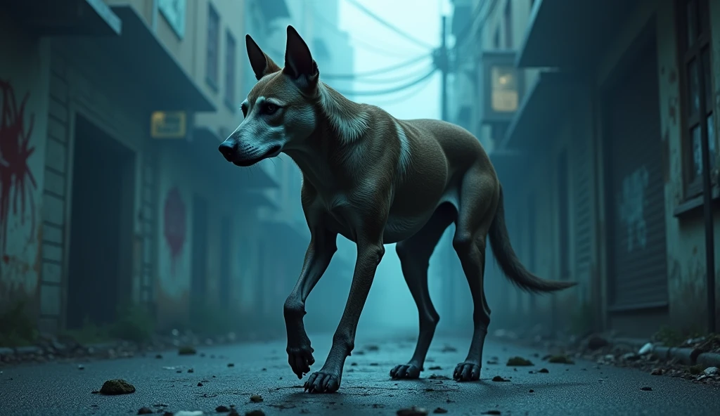 /imagine prompt:prompt: a dog walks like a human human body its head is that of a walking dog realistic skin texture 4k ultra realism, grimdark, City Pop, Dripping Paint, polaroid, Environment modeling, 500px, tessellation, navy blue colors, hackercore, soft lighting, realistic dramatic lighting 8k portrait fine detail photorealism cinematic intricate detail cinematic photorealistic lighting 8k --ar 16:9