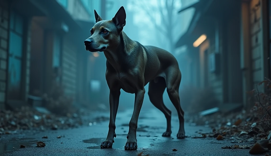 /imagine prompt:prompt: a dog walks like a human human body its head is that of a walking dog realistic skin texture 4k ultra realism, grimdark, City Pop, Dripping Paint, polaroid, Environment modeling, 500px, tessellation, navy blue colors, hackercore, soft lighting, realistic dramatic lighting 8k portrait fine detail photorealism cinematic intricate detail cinematic photorealistic lighting 8k --ar 16:9
