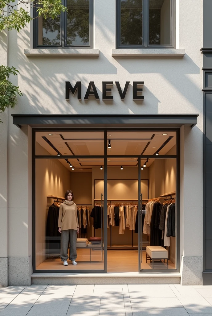 create a logo for my women's clothing store called maeve and also create a store front