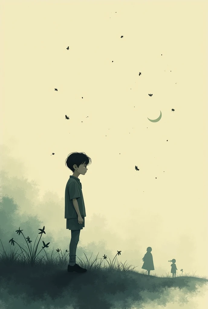 Create an image of a drawing that expresses nostalgia and the feeling of not belonging