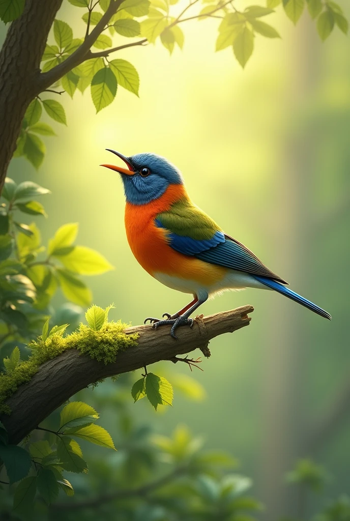 A bird singing on tree