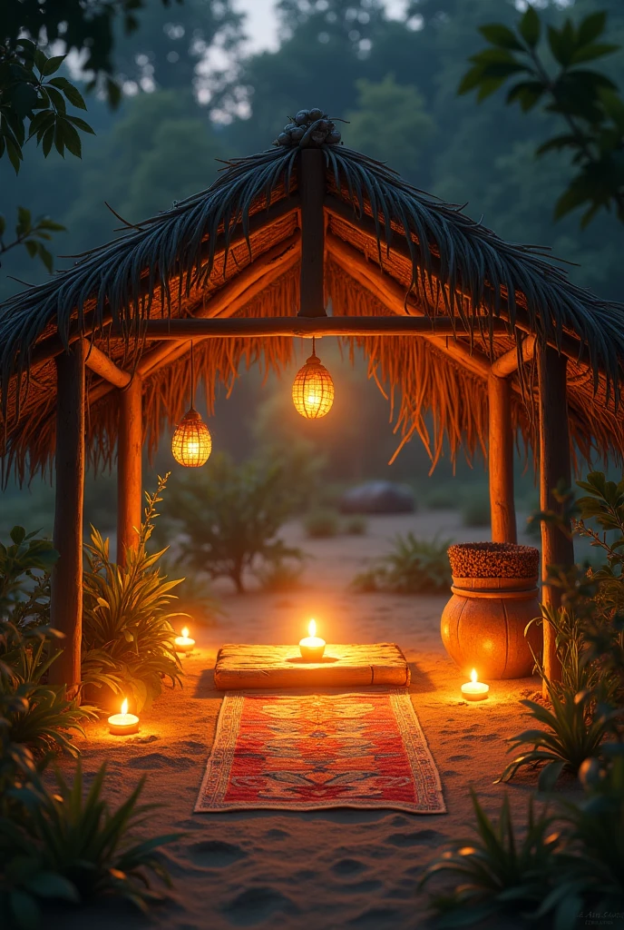 The theme will be "Enlightened Hearts". The main message of this theme will be—"Light brings peace to life, freedom from darkness." Can be used: Natural materials: Decorate with alpana or banana tree stalks, coconut leaves in the field. Natural lighting: Use candles, lamps or oyster lamps. Can arrange the lighting. Simple Mandapa: Mandapa of straw and bamboo, hanging lamps made of paper or cane around it. This will create a peaceful and meditative atmosphere reflecting the tradition of Kali Puja.