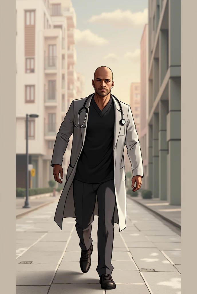 man, bald head, attractive, mine character, doctor, handsome, bright, good vibes, saitama, good look,