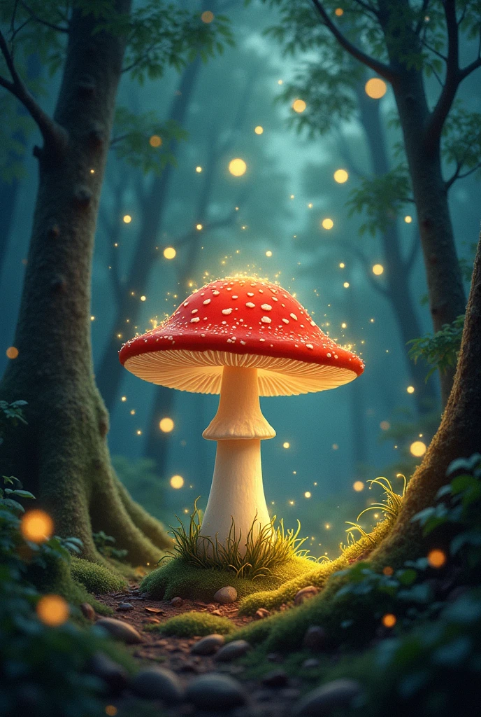 fly agaric and fireflies