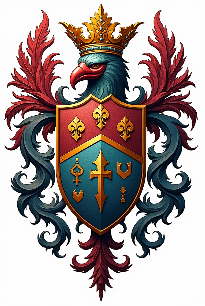 Coat of arms with colors, Unripe, gold, cerulean, rot. Written above the coat of arms: SafeGuard. white background.