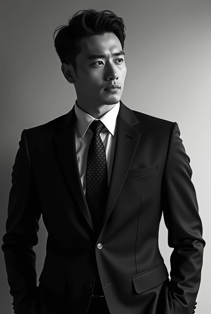 Make the first one you made but in black and white the suit
