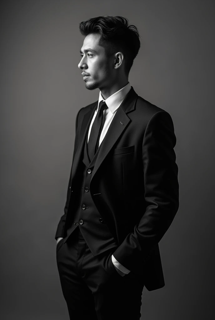 Make the first one you made but in black and white the suit