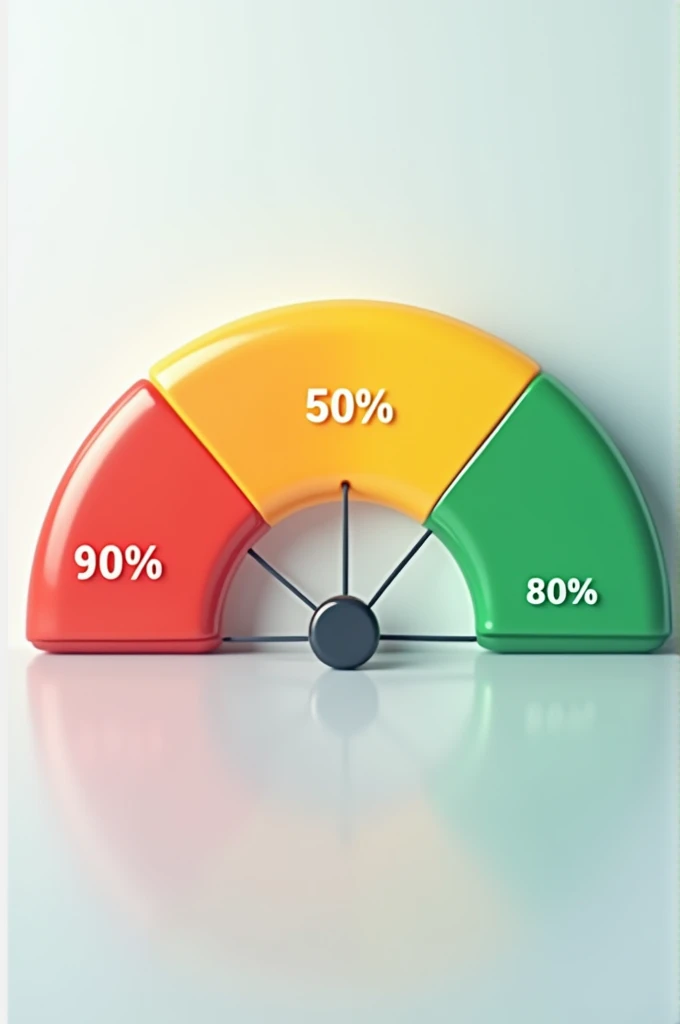 Semicircular graph of red indicator 50% yellow 80% green 90%