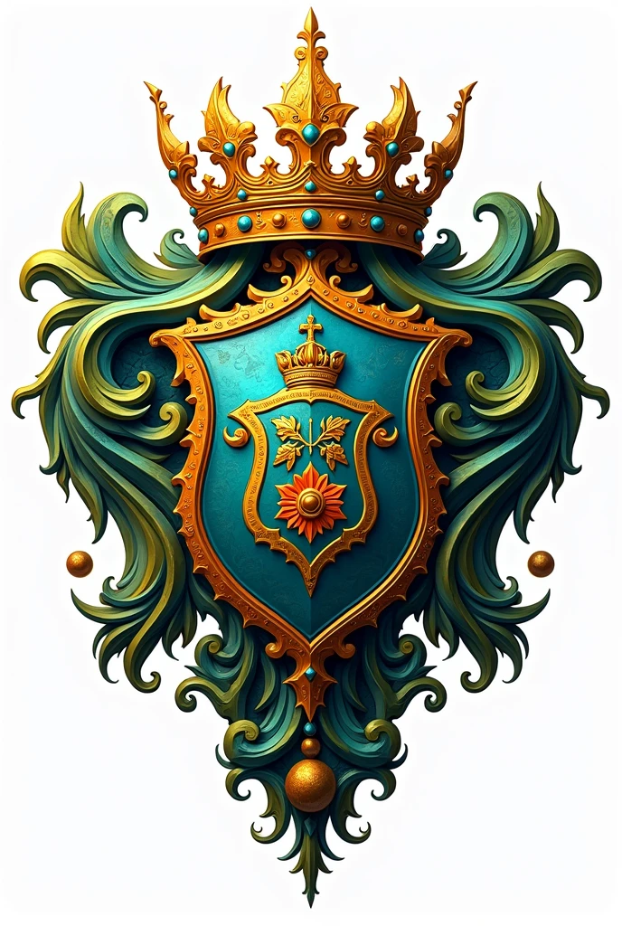 Coat of honor with colors, Unripe, gold, cerulean, rot. Written above the coat of arms: SafeGuard. white background.