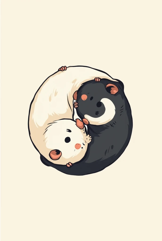 clipart, lineart, ying yang guinea pigs