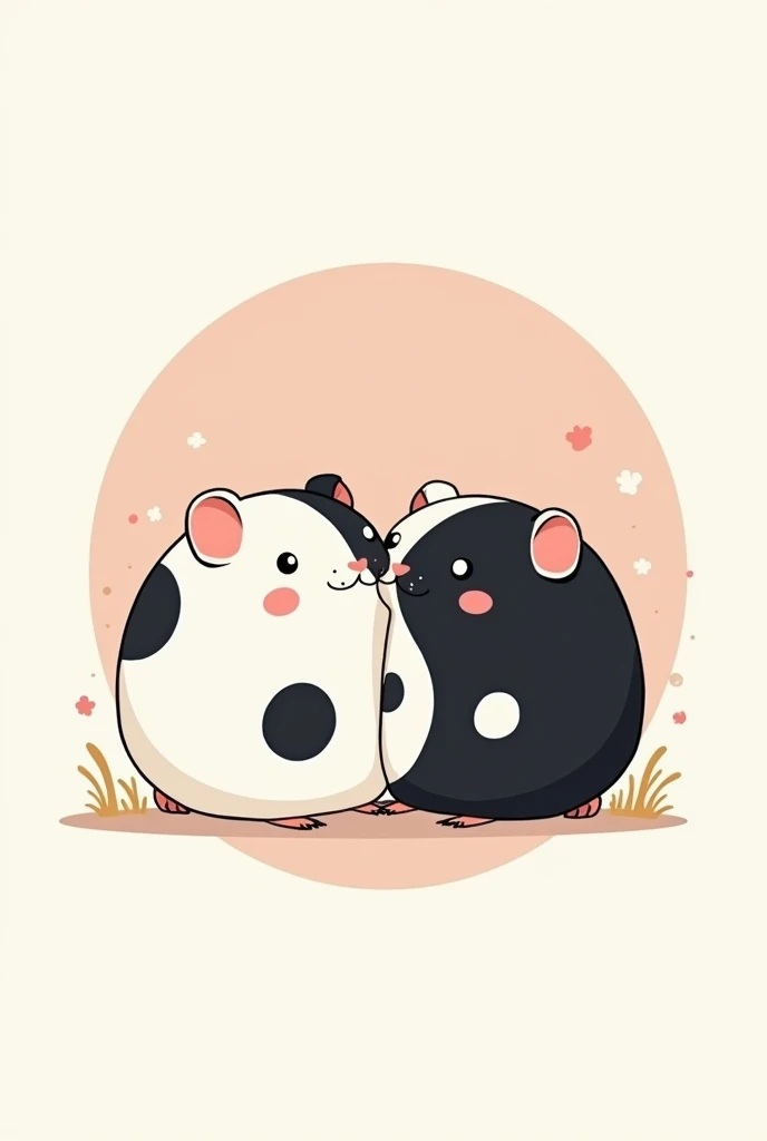 clipart, lineart, ying yang guinea pigs