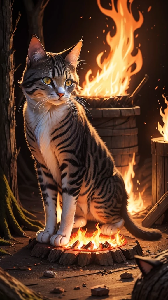 Flaming Wood embered fur, cat