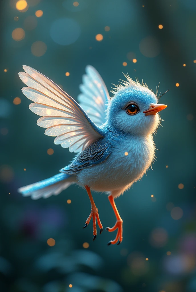 Bella** - A tiny, shimmering bird with a magical song, who has lost her way home and is seeking assistance to return to her nest, flying