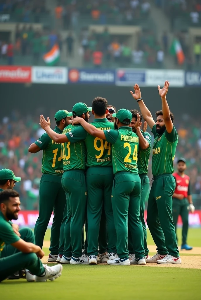 pakistan cricket team wins champions trophy final match against india in pakistan cricket ground and celebrating  and indian cricketers crying in ground 