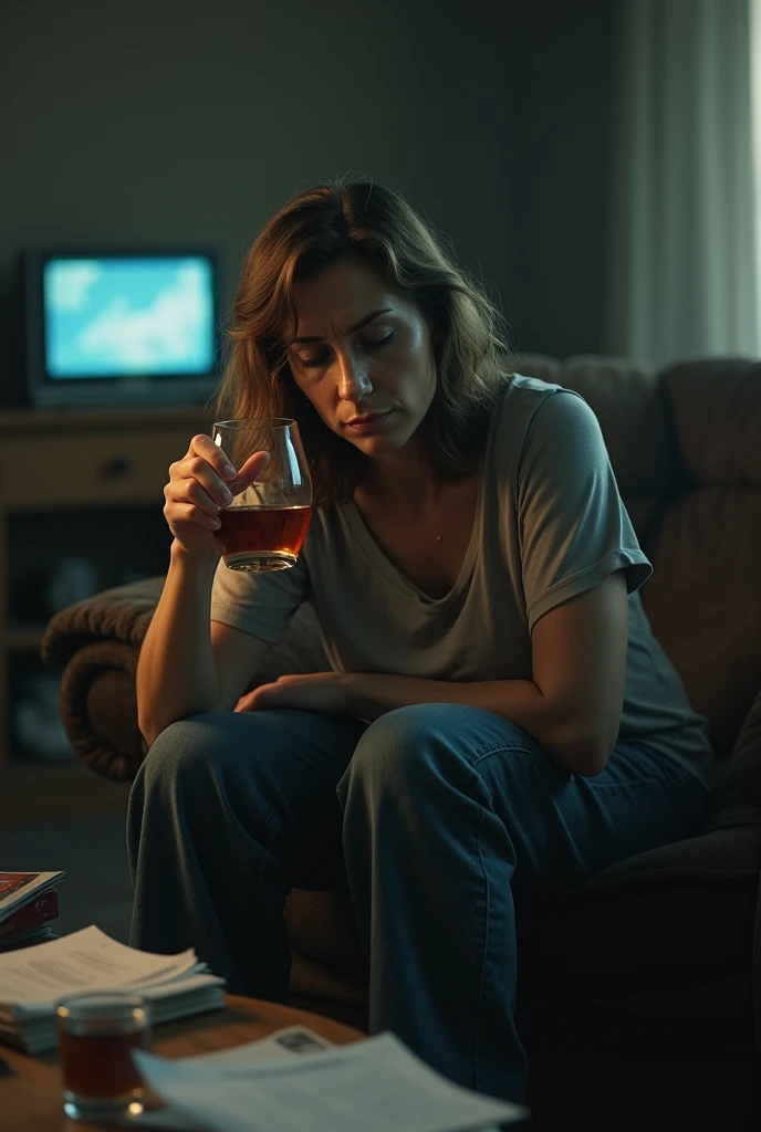 Ecrire "pour Maïlys la rentrée, c'est nul"
avec une femme de 35 ans qui boit de l'alcool pour oublier.