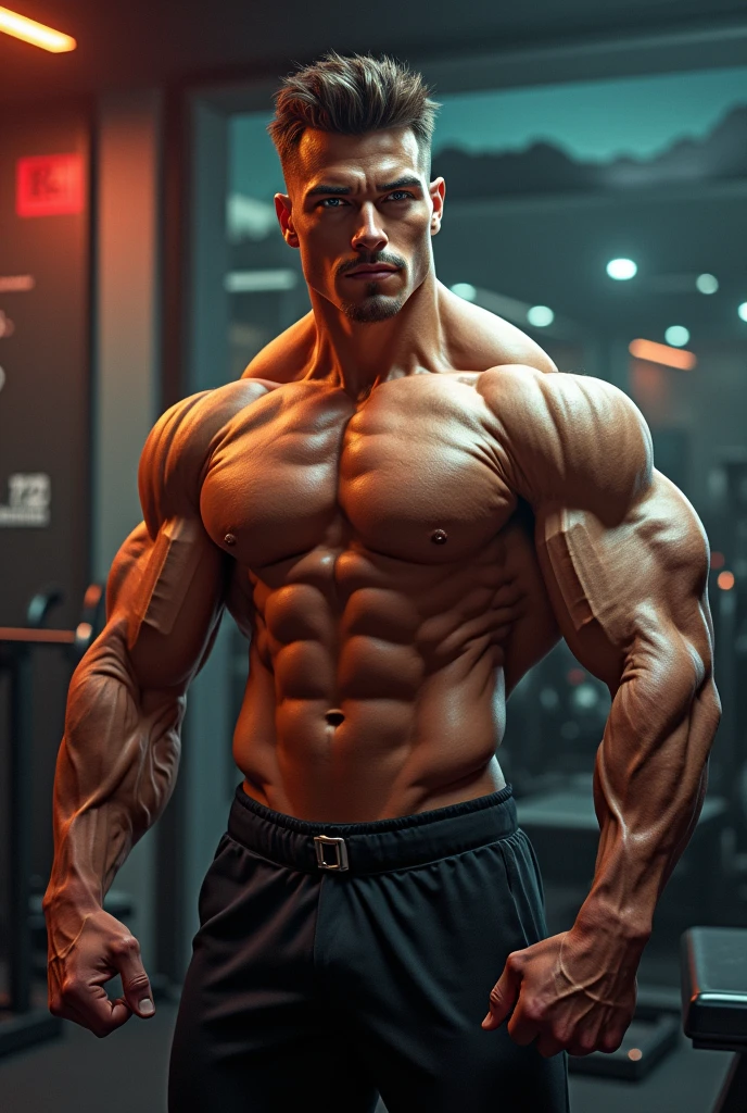 Make an image for a TikTok account with the bodybuilder theme