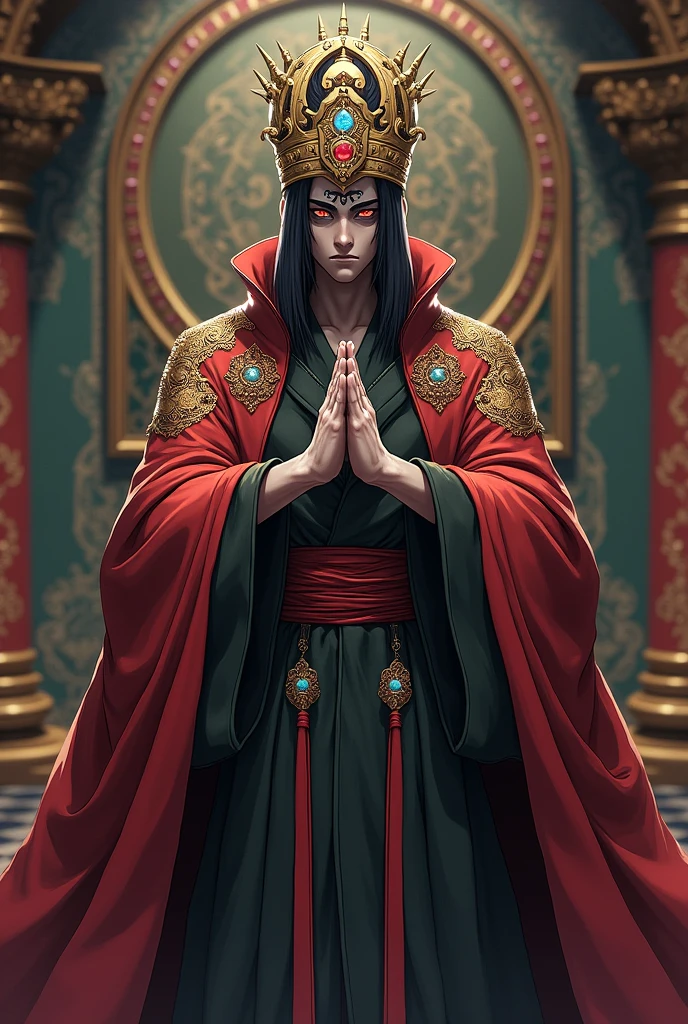 man , Emperor&#39;s attire with the rinegan and Sharingan 