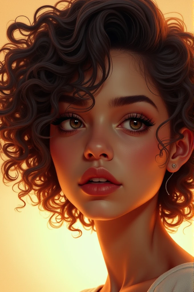 Woman short curly hair