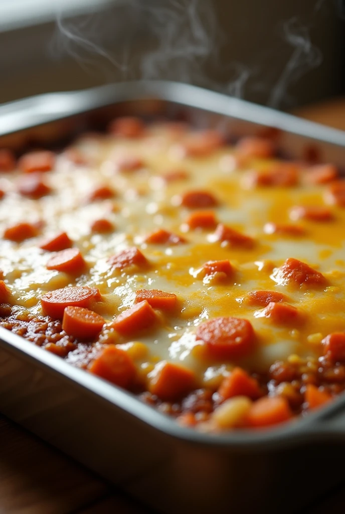 A close-up, slightly angled shot of a delicious, bubbling hot low-carb casserole fresh from the oven. The casserole, featured in a stainless steel baking dish, consists of tender roasted carrots, diced kohlrabi, and savory ground beef, all bathed in a rich, flavorful sauce and topped with a generous layer of perfectly melted, golden-brown mozzarella cheese.
Lighting: Soft, warm lighting from above illuminates the casserole, highlighting the glossy sheen of the melted cheese and the vibrant colors of the vegetables. The light creates gentle shadows in the crevices of the dish, adding depth and texture.
Composition: The casserole dish is positioned slightly angled, creating a dynamic and inviting composition. The focus is sharp on the cheesy topping, with a shallow depth of field subtly blurring the edges of the dish and the background.
Details:
Emphasize the appealing texture of the dish: the bubbly cheese, the tender carrots and kohlrabi, and the browned ground beef.
Capture the steam gently rising from the casserole, conveying the sense of a warm, comforting meal.
Ensure the color accuracy of the dish: golden-brown cheese, light brown ground beef, bright orange carrots, and creamy white kohlrabi.
Style: Photorealistic, with a focus on food photography aesthetics. Aim for a high-resolution image with exceptional detail and clarity.
Keywords: Low carb casserole, carrot casserole, kohlrabi casserole, ground beef, carrots, kohlrabi, mozzarella cheese, melted cheese, bubbling hot, stainless steel baking dish, wooden countertop, warm lighting, shallow depth of field, steam, delicious, comforting, home-cooked meal
