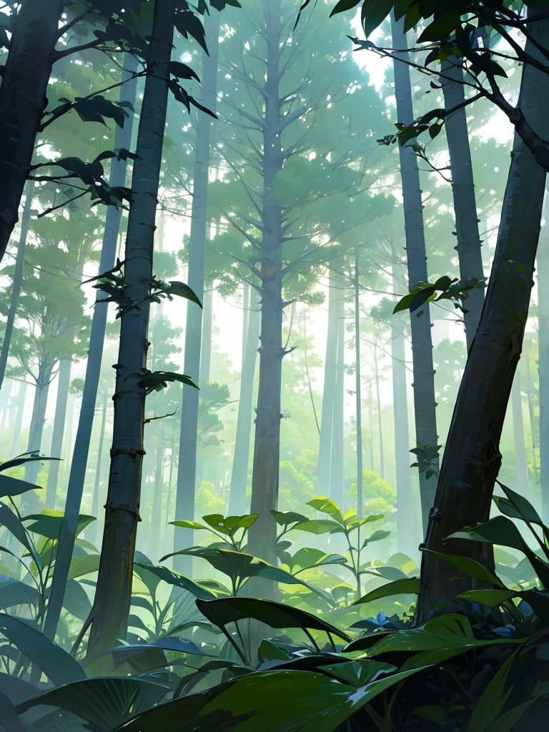 Magical forest, tropical forest, holy forest, white lighting tree, masterpiece
