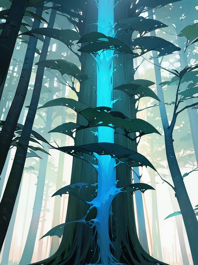 Magical forest, tropical forest, holy forest, white lighting tree, masterpiece