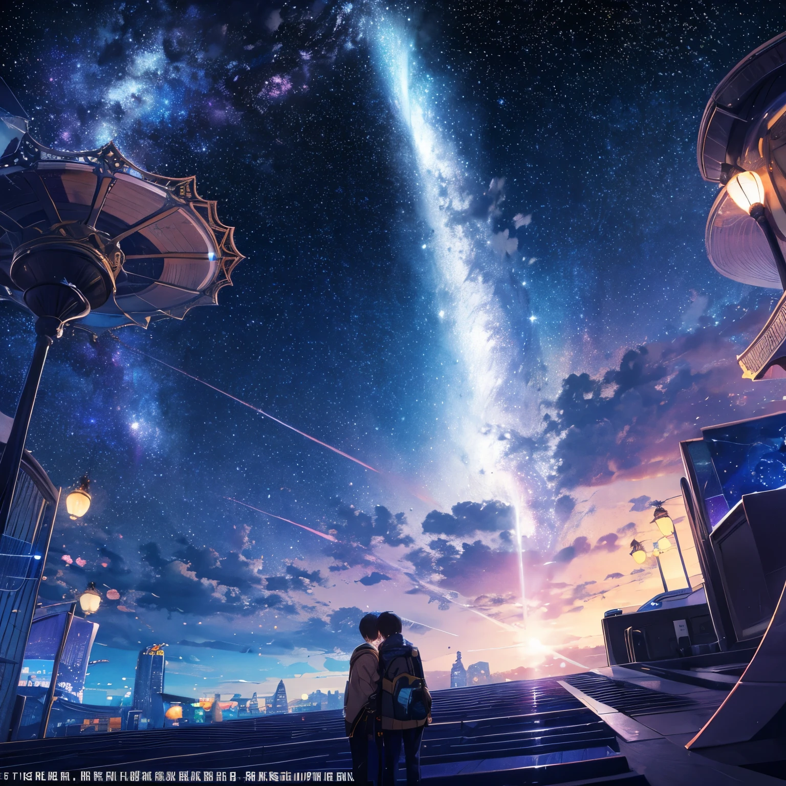 The entire galactic starry sky，Magnificent,Twinkling starlight，boundless，Fantastic sights。
