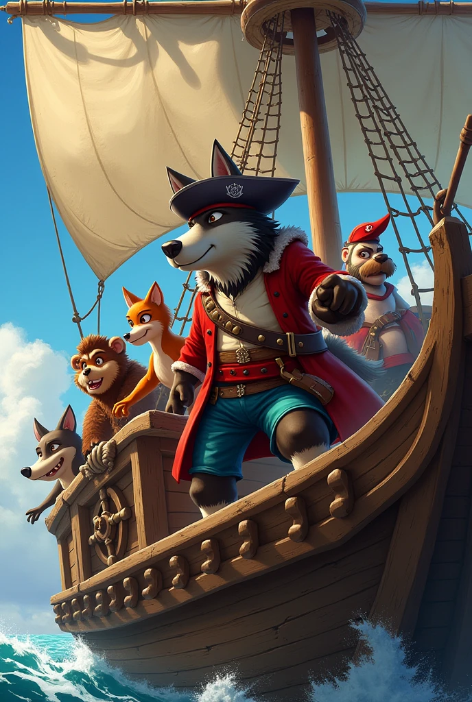 The crew of a pirate ship in which everyone is an animal