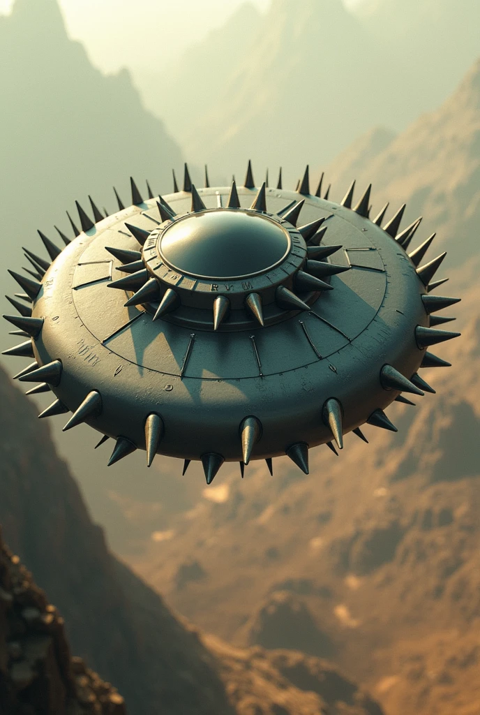 Round flying machine with spikes