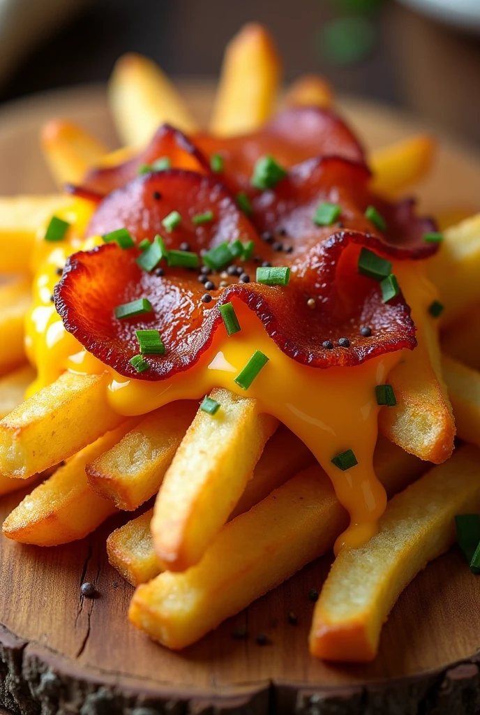 Batata frita with bacon and cheddar