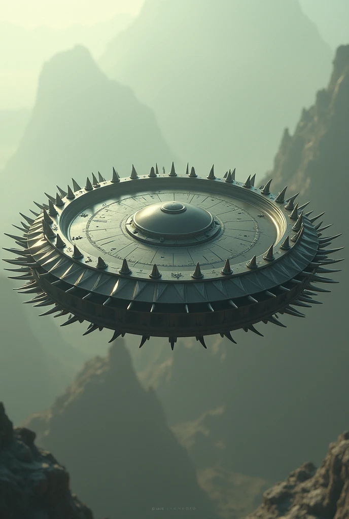 Round flying machine with spikes