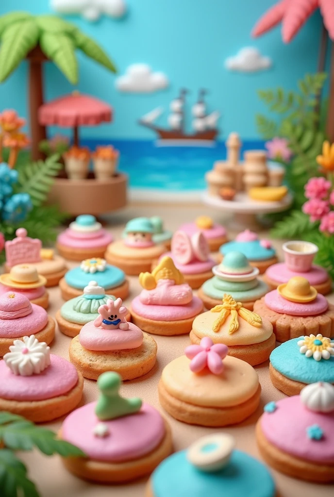 Make a One Piece themed pastry buffet. Pastel buffet.