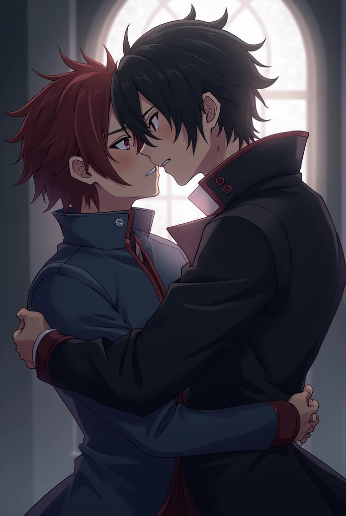 Has a Tomioka Giyuu (Chico) from the anime Demon Slayer besándose con Sanemi Shinazugawa (Chico) from the anime Demon Slayer
