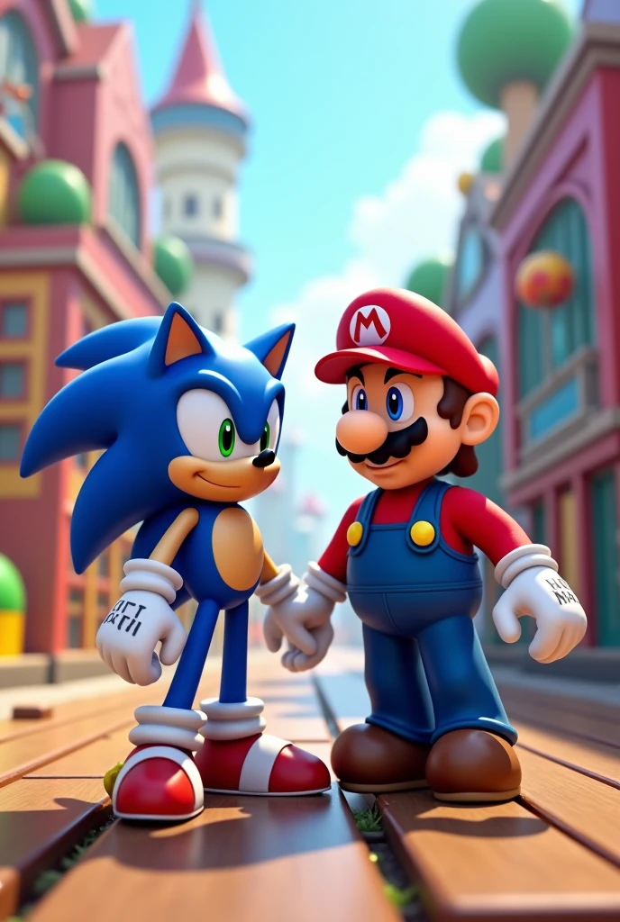 Sonic and Mario playing Roblox 

