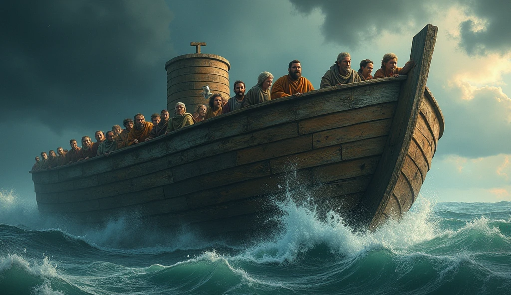 Photo of Noah's Ark with people inside